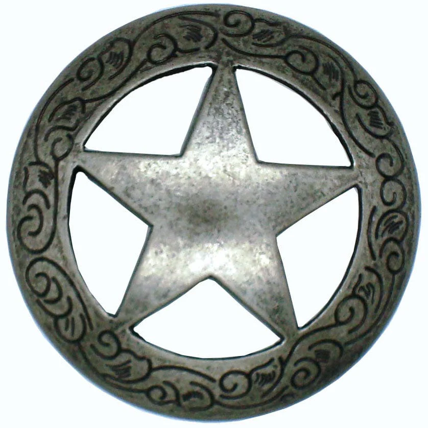 Star Knob with Engraved Edge, Nickel Oxide - Image 1