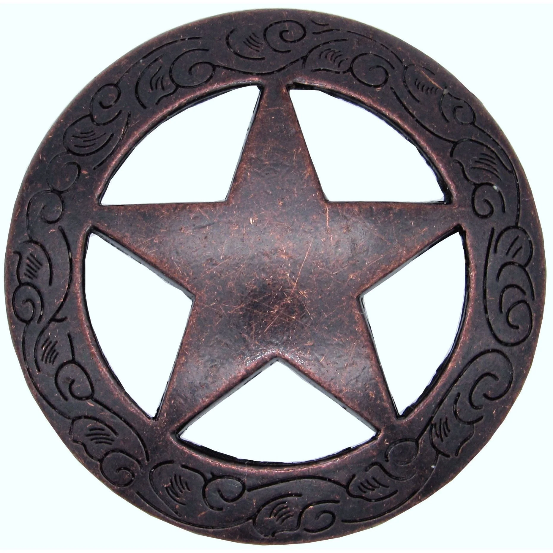 Star Knob with Engraved Edge, Rust Copper - Image 1