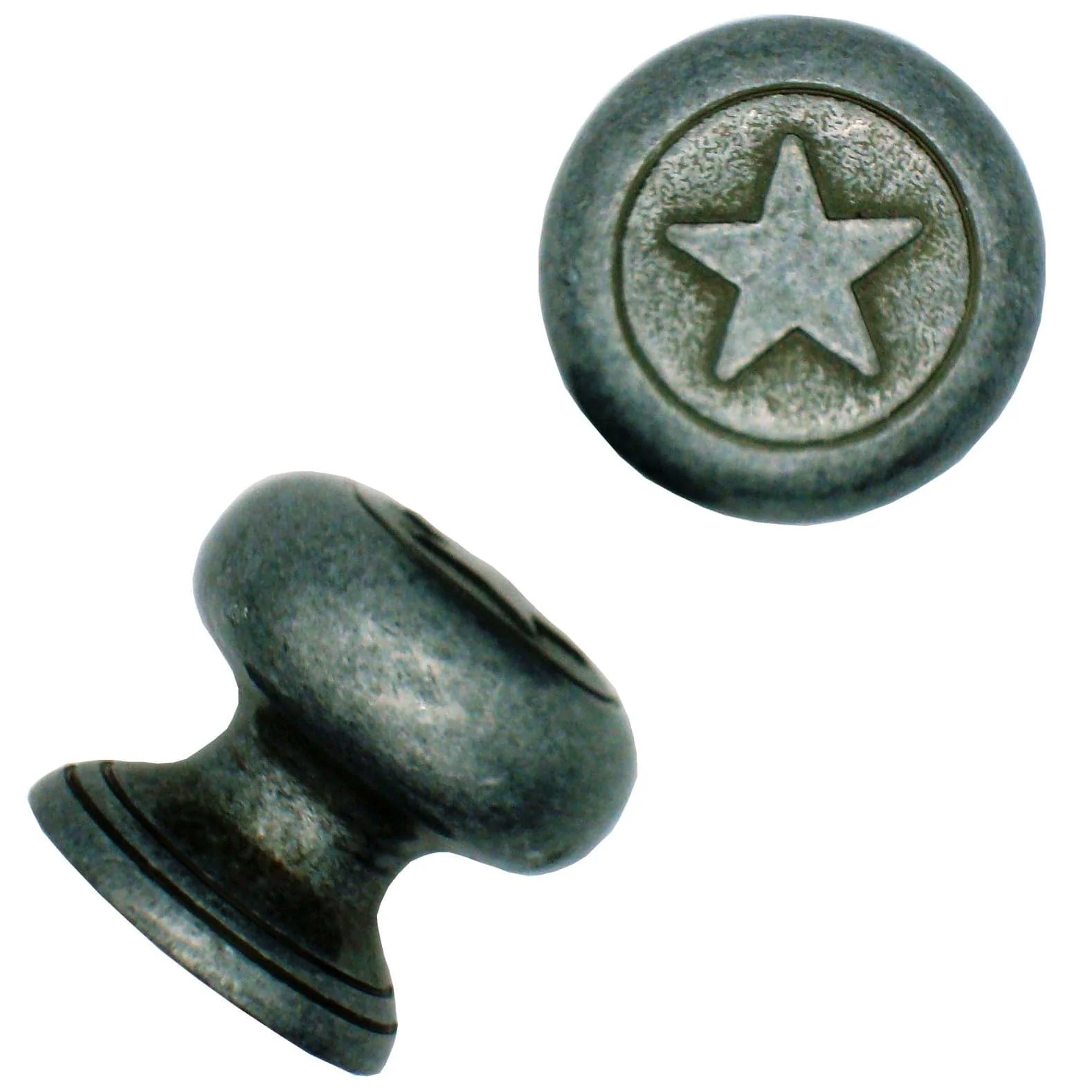 Raised Star Knob, Pewter Oxide - Image 1