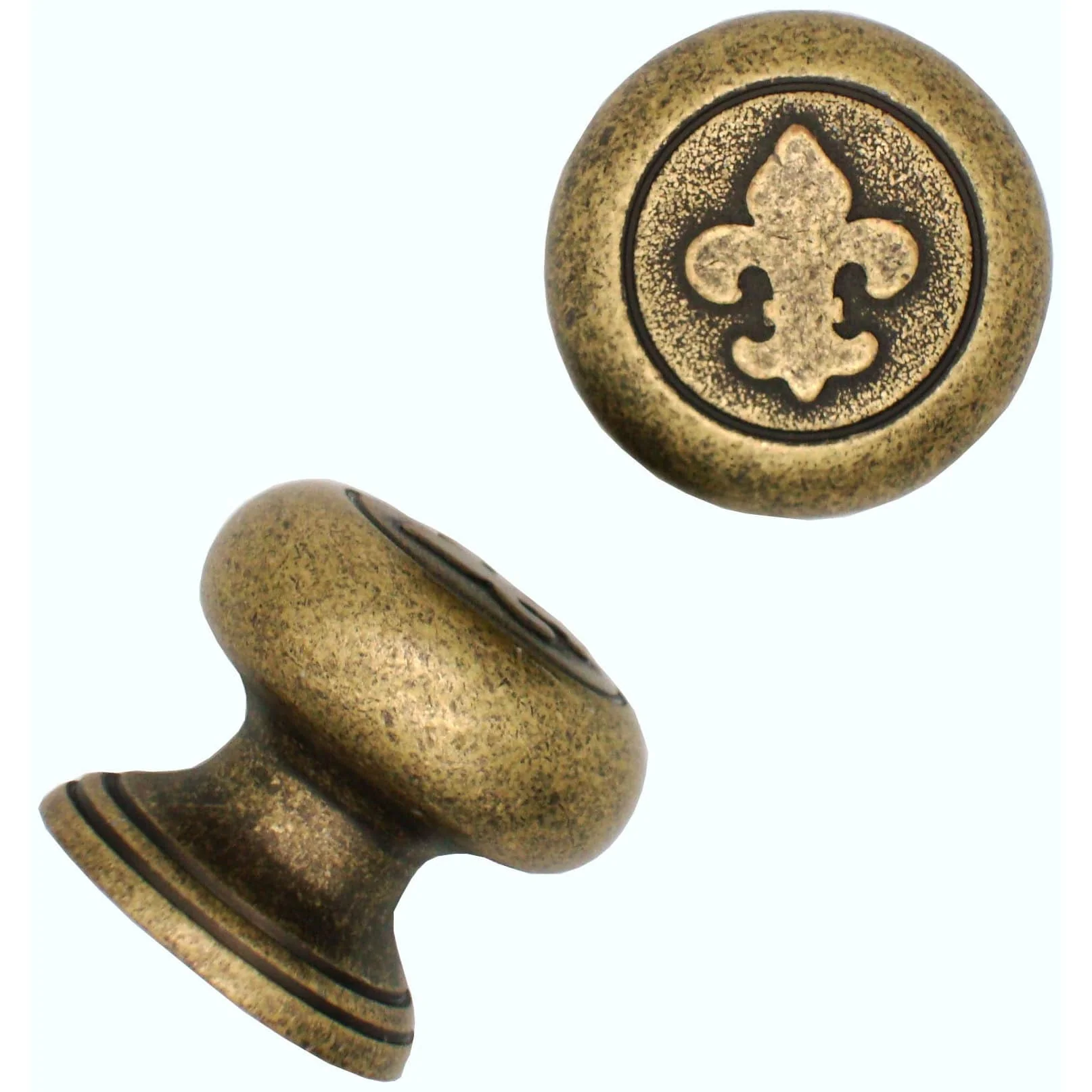 Fleur De Lis Round Knob, Brass Oxide - Image 1