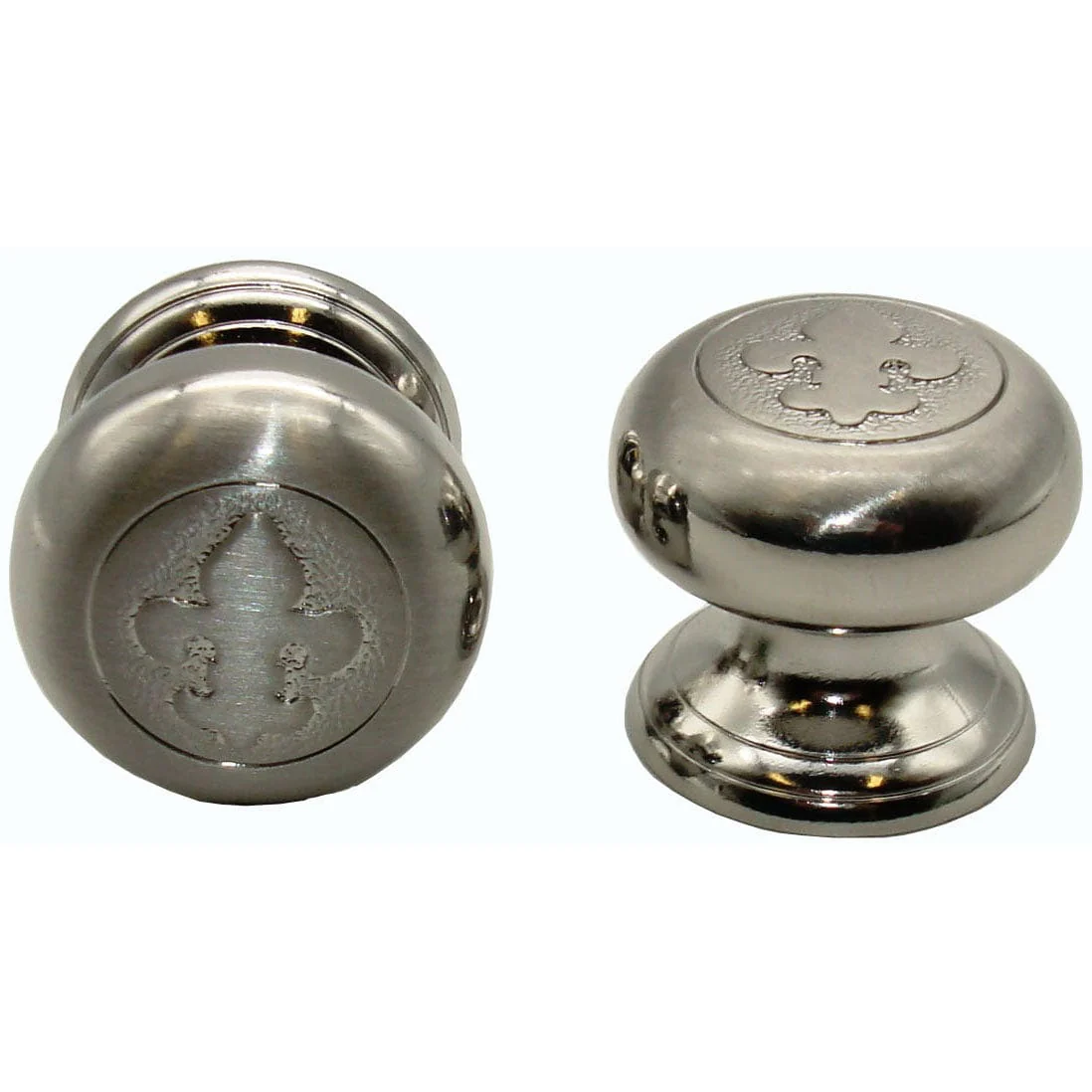 Fleur De Lis Round Knob, Satin Nickel - Image 1