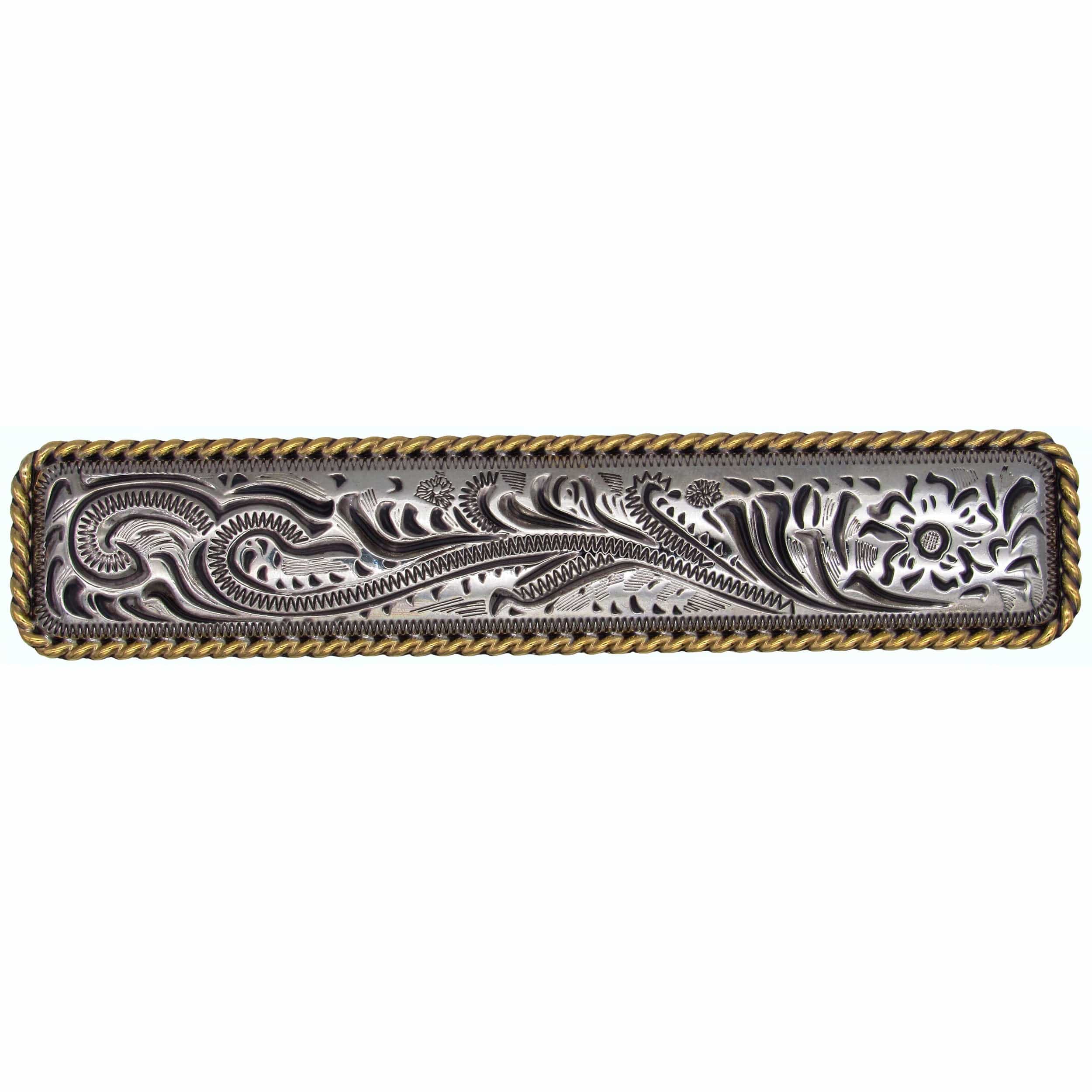 Small Engraved Flower Pull, Old Silver/Gold - Image 1