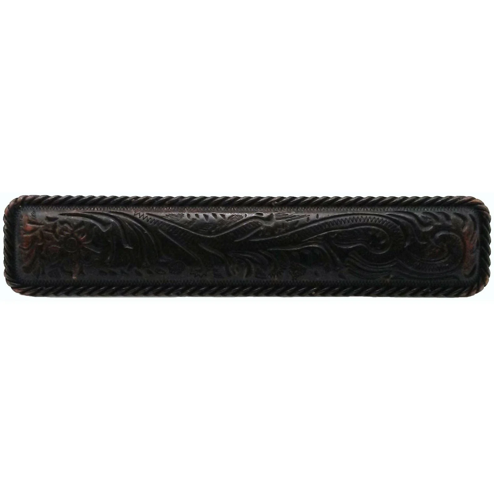 Small Engraved Flower Pull, Oil Rubbed Bronze - Image 1