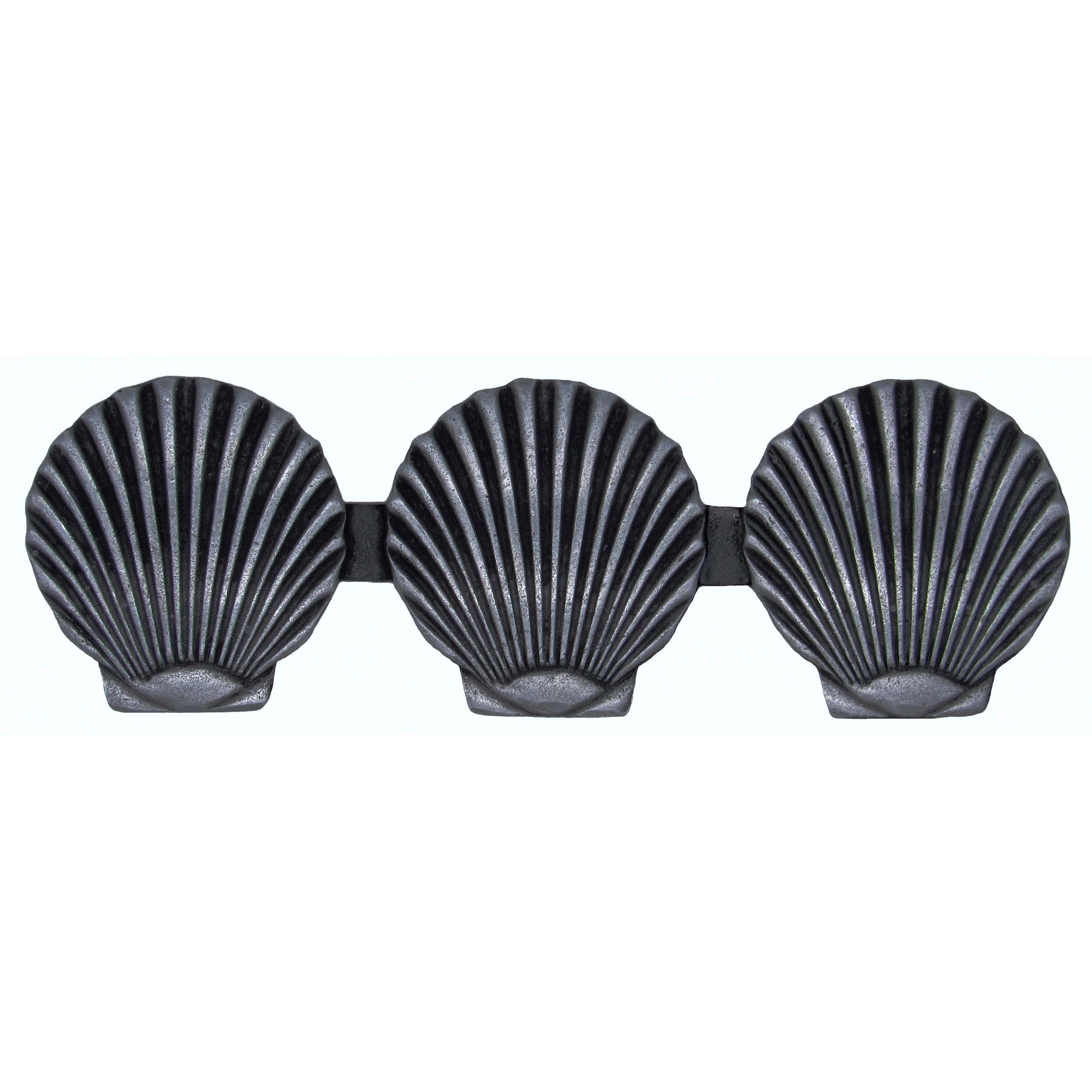 Triple Scallop Seashell Pull, Pewter Oxide