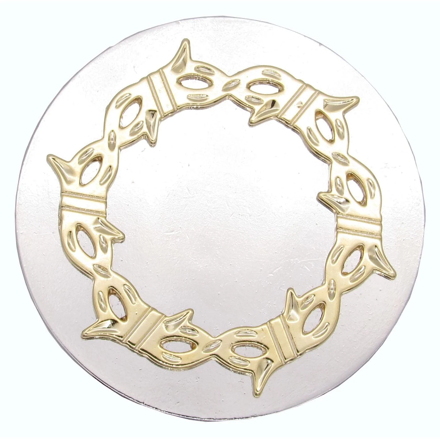 Round Knob with Barbed Wire, Nickel/Gold - Image 1