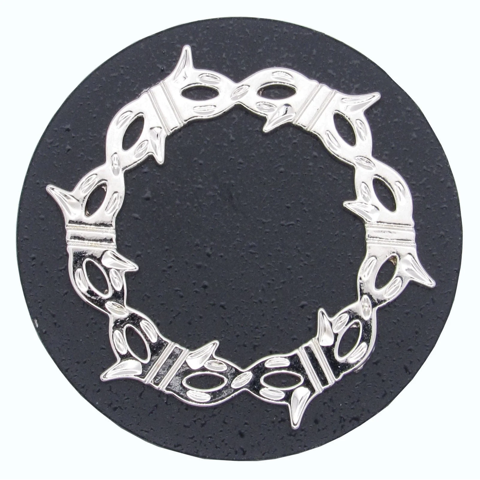 Round Knob with Barbed Wire, Matte Black/Nickel Combo - Image 1