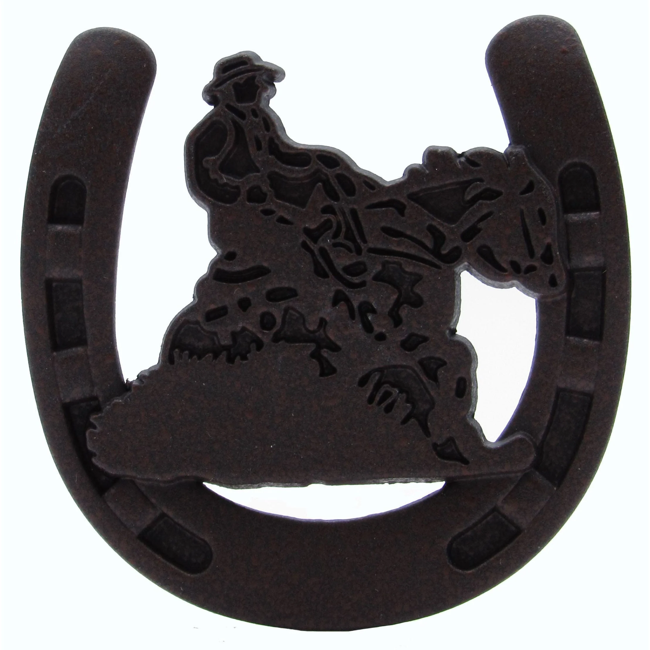 Riding Cowboy Horseshoe Knob, Rust Brown - Image 1