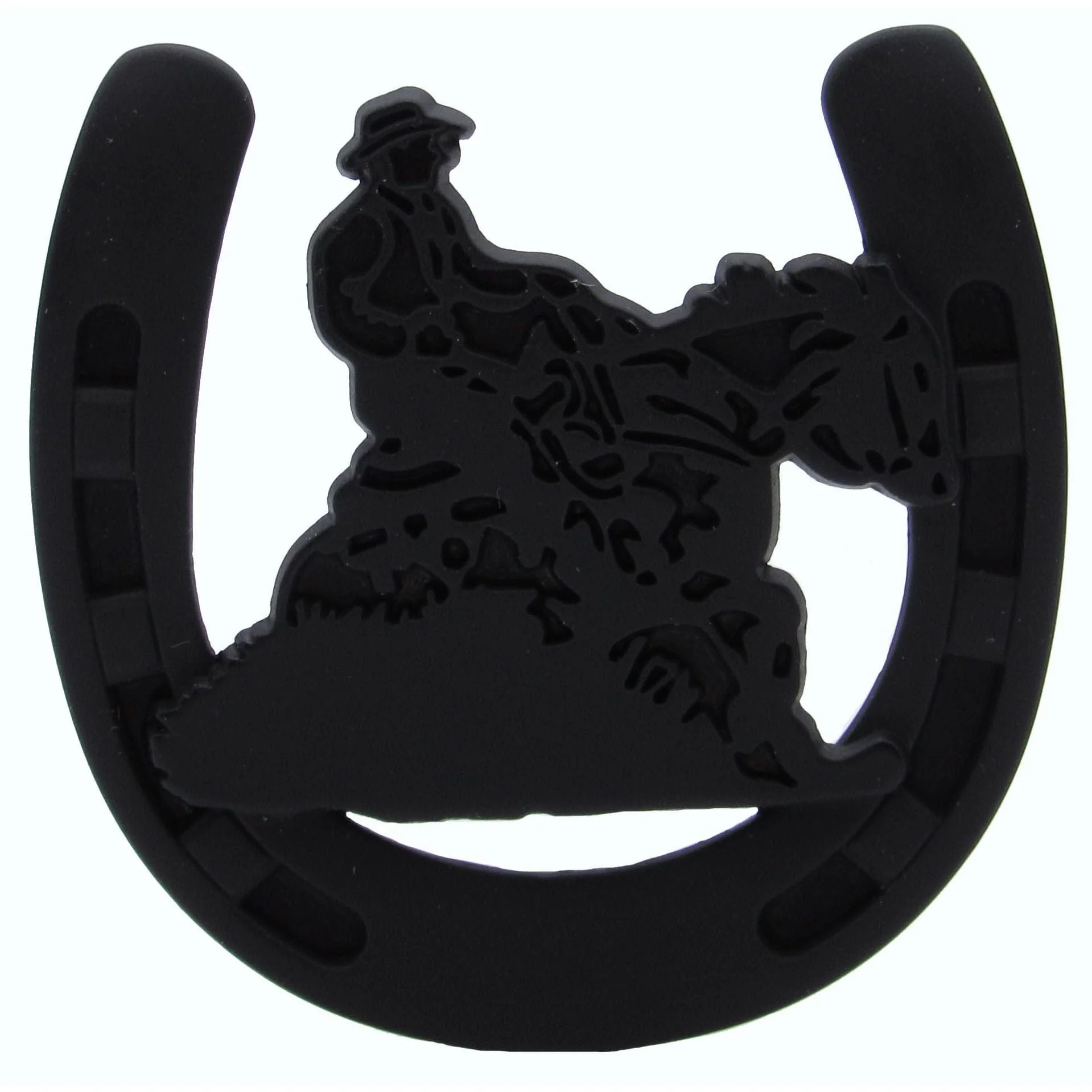 Riding Cowboy Horseshoe Knob, Matte Black - Image 1