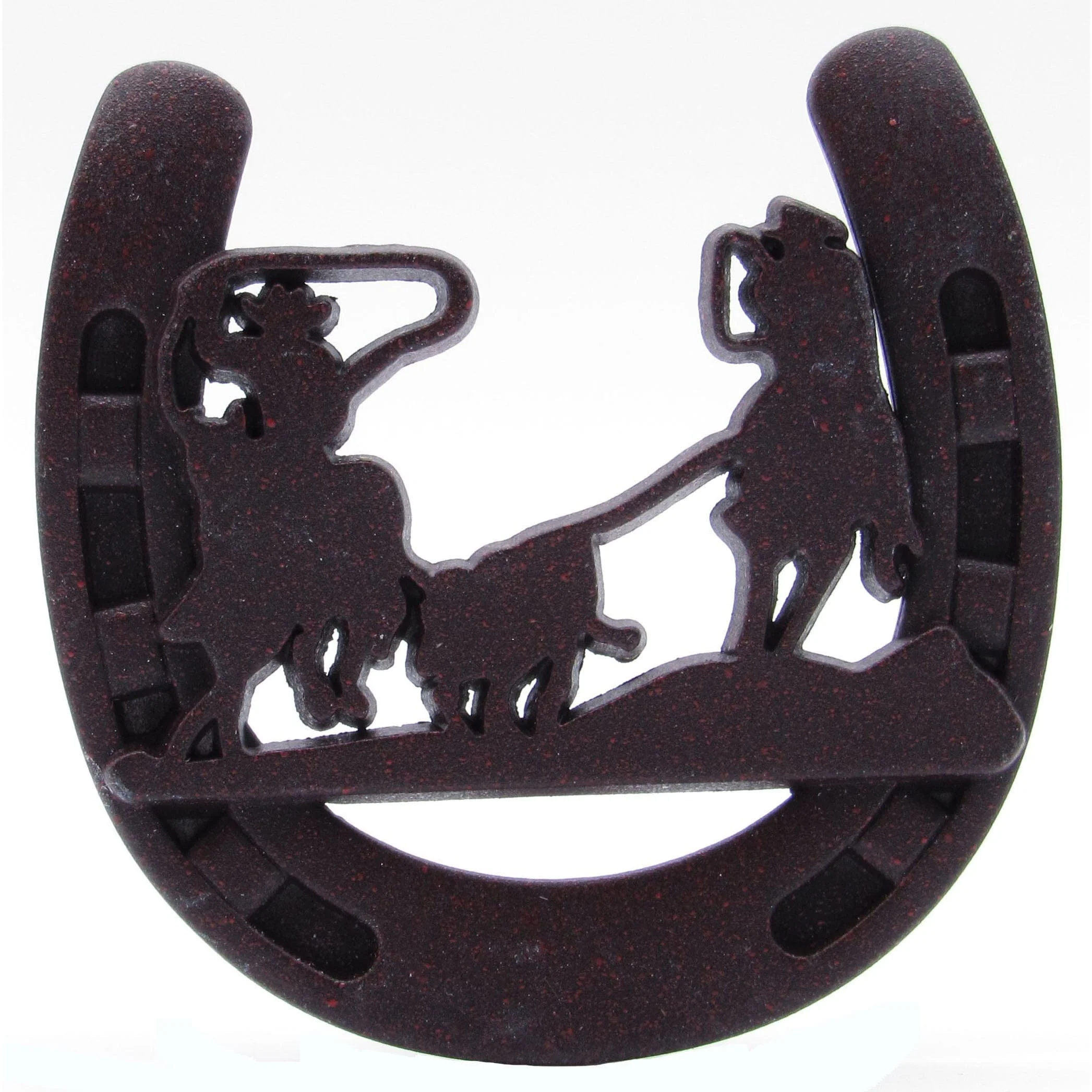 Cowboys Roping Calf Horseshoe Knob, Rust Brown