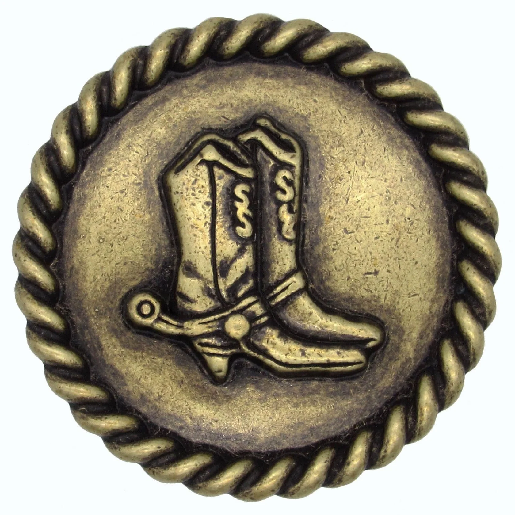 Cowboy Boots with Roped Edge Round Knob, Brass Oxide - Image 1