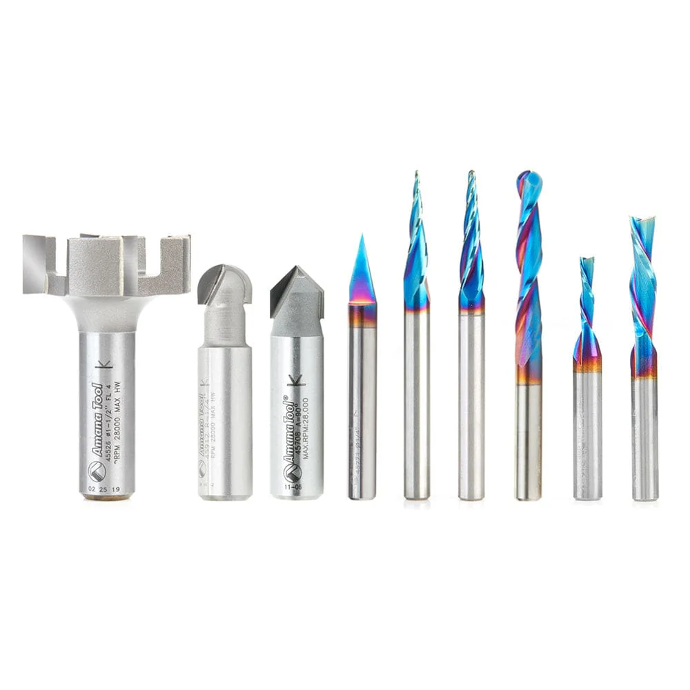 9-piece Spektra CNC Bit Set for Axiom AutoRouter by Amana Tool - Image 2