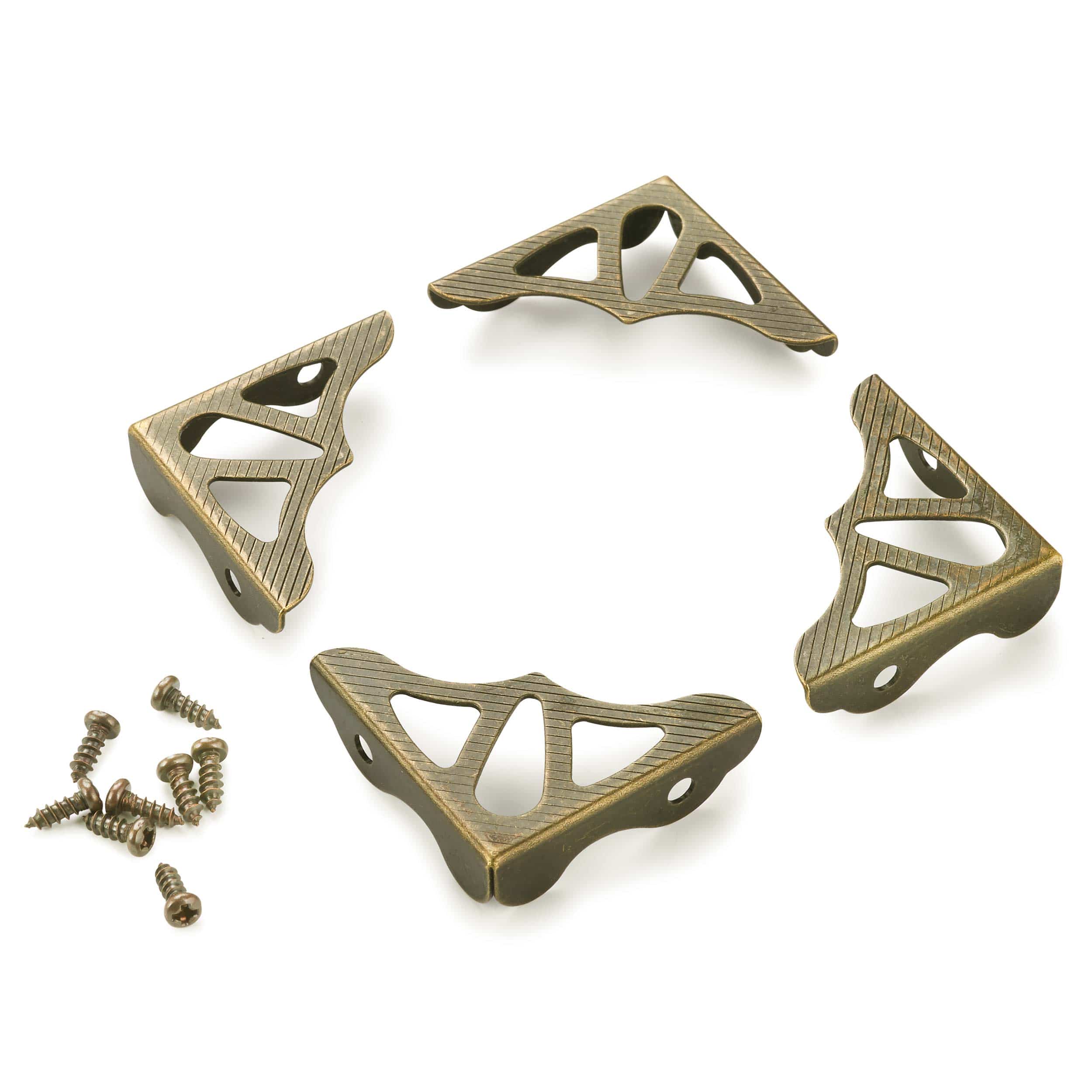 Decorative Box Corners – Antique Brass Plated – 4 Piece