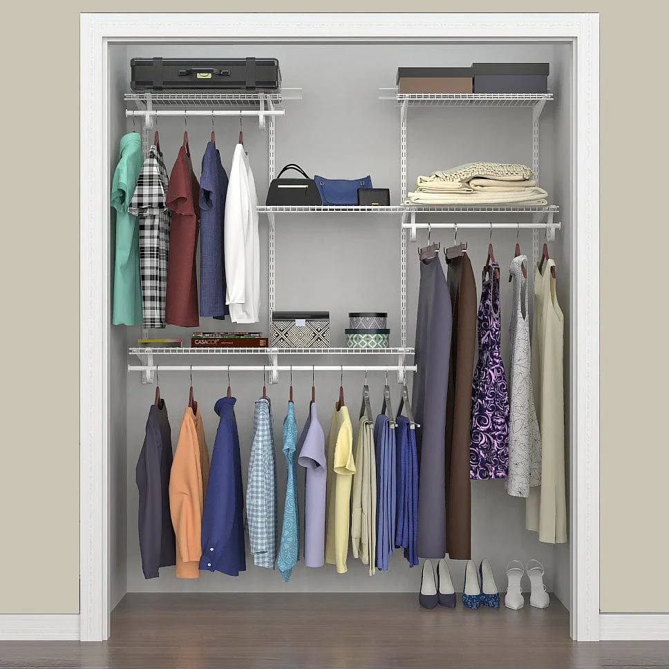 ShelfTrack Adjustable Closet Organizer 4' - 6' W, White - Image 3