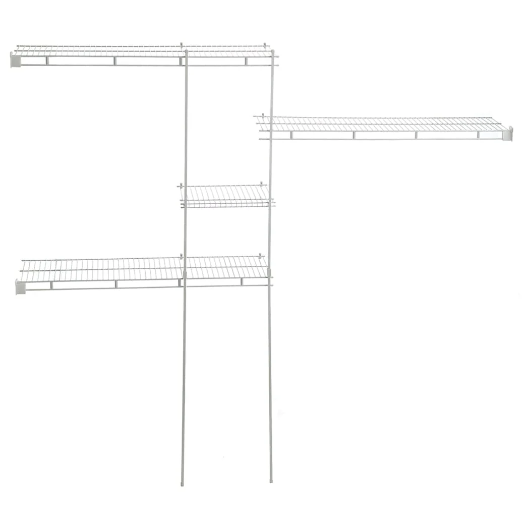 Closet Organizer Kit 5′ – 8′ W Fixed Mount, White
