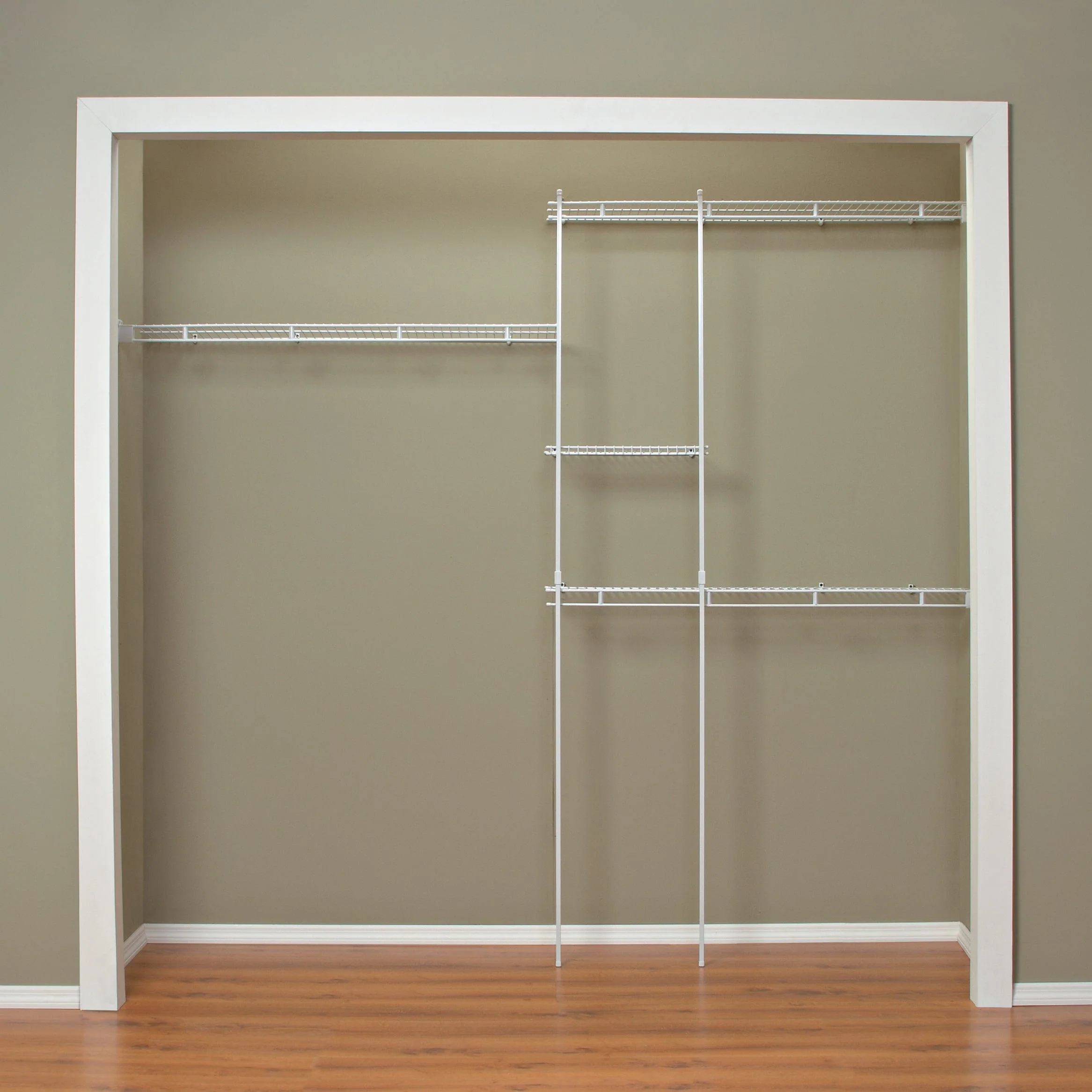 Closet Organizer Kit 5' - 8' W Fixed Mount, White - Image 2