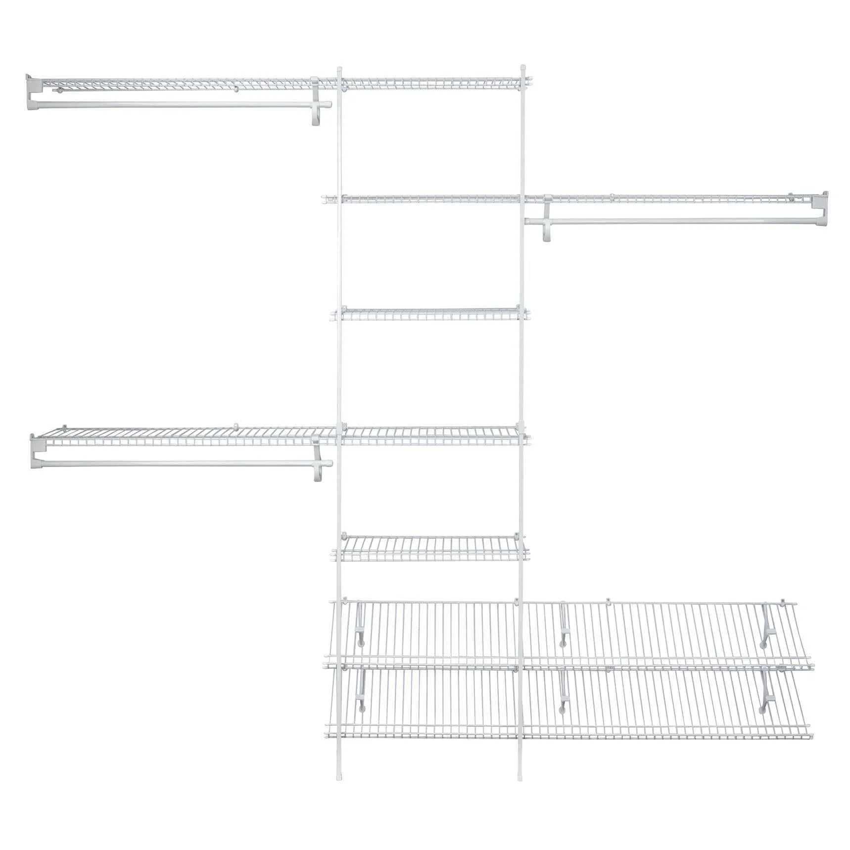 SuperSlide Closet Organizer Kit with Shoe Shelf 5′ – 8′ W Fixed Mount, White