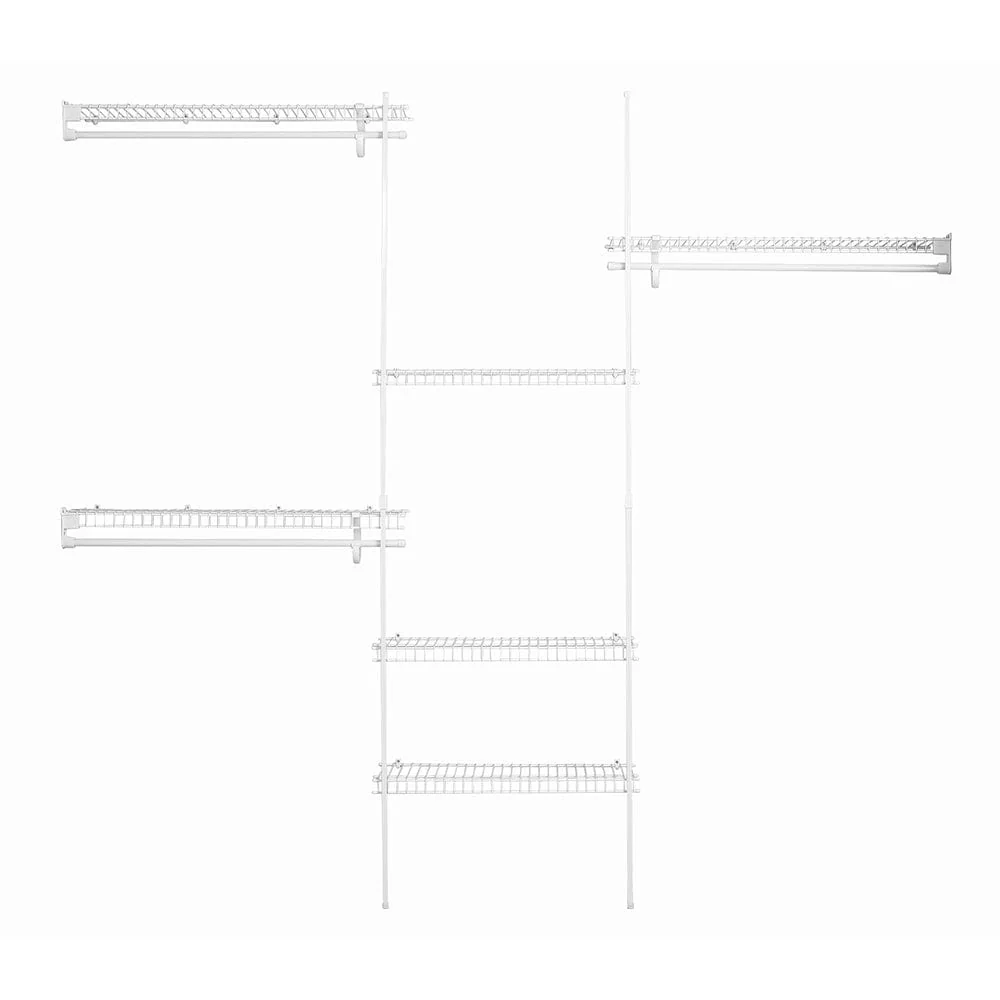 SuperSlide Closet Organizer Kit 5′- 8′ W Fixed Mount, White