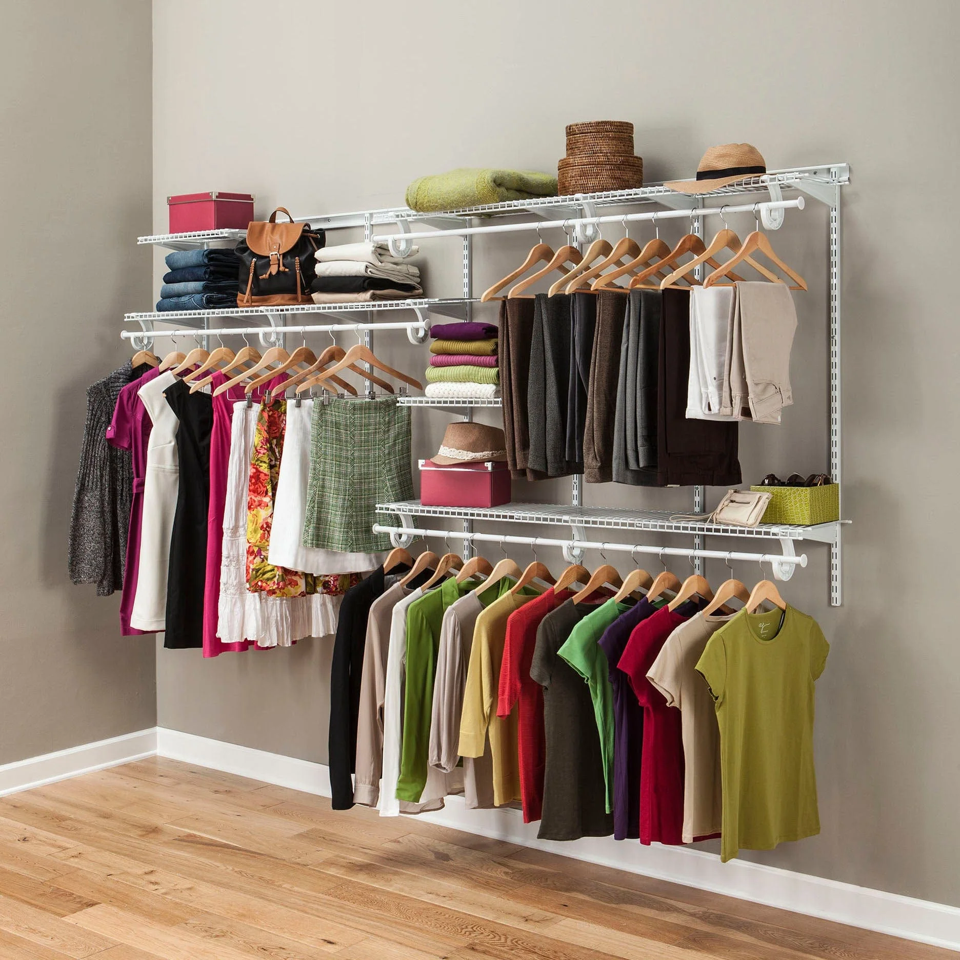ShelfTrack Adjustable Closet Organizer 7' - 10' W, White - Image 3