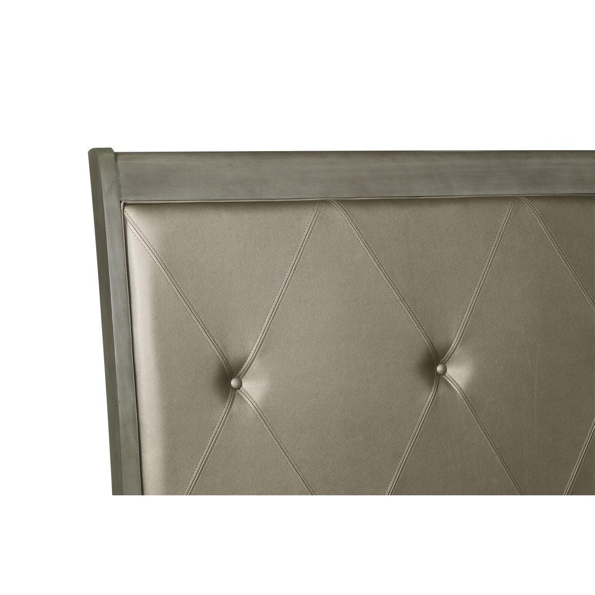 Cotterill Gray Faux Leather Tufted Panel Queen Bed - Image 3