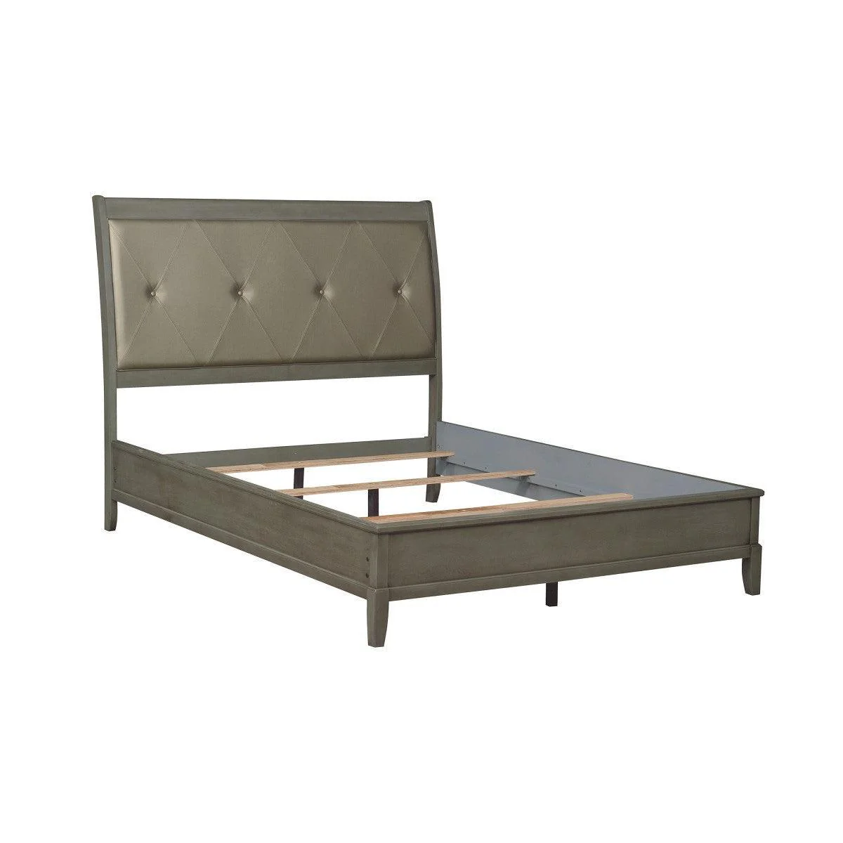 Cotterill Gray Faux Leather Tufted Panel King Bed - Image 3