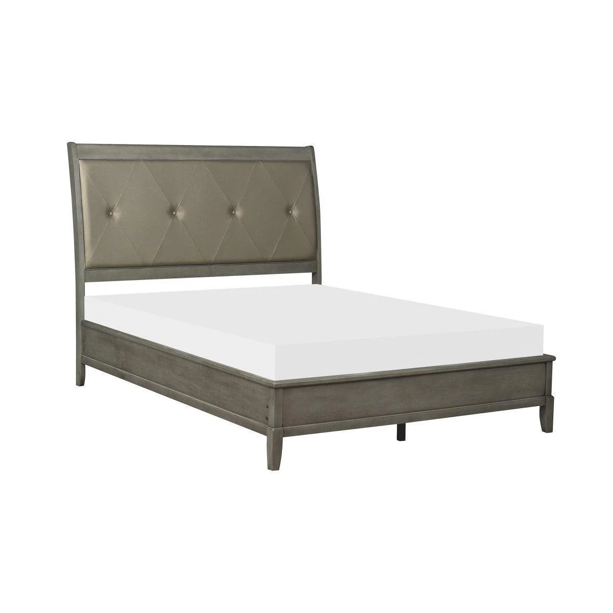 Cotterill Gray Faux Leather Tufted Panel Queen Bed - Image 2