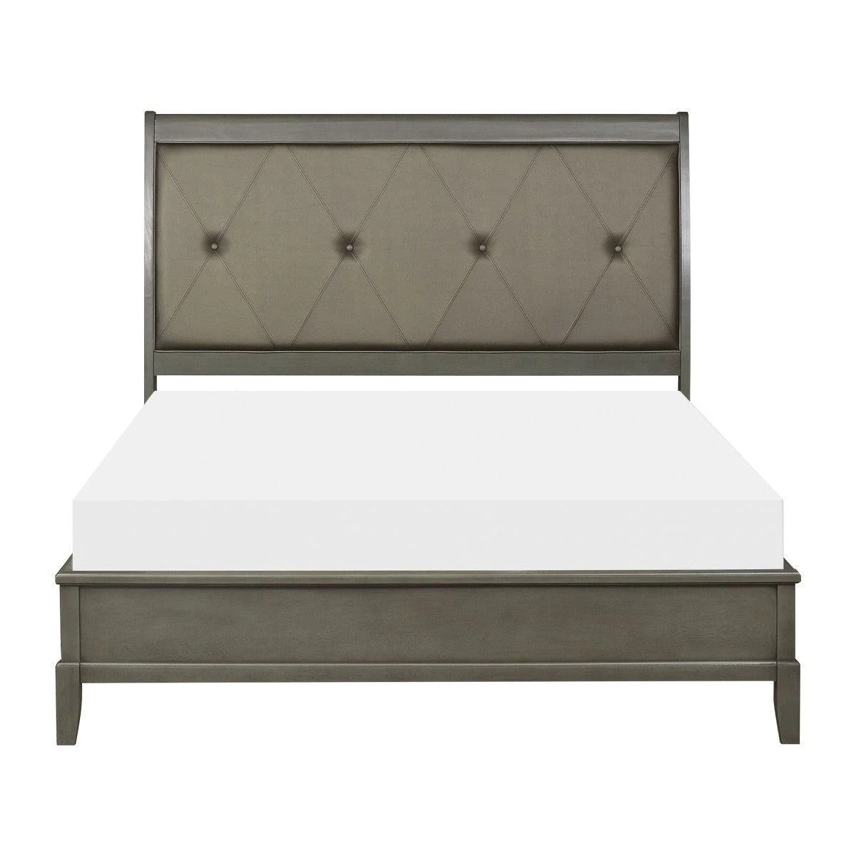 Cotterill Gray Faux Leather Tufted Panel Queen Bed - Image 1