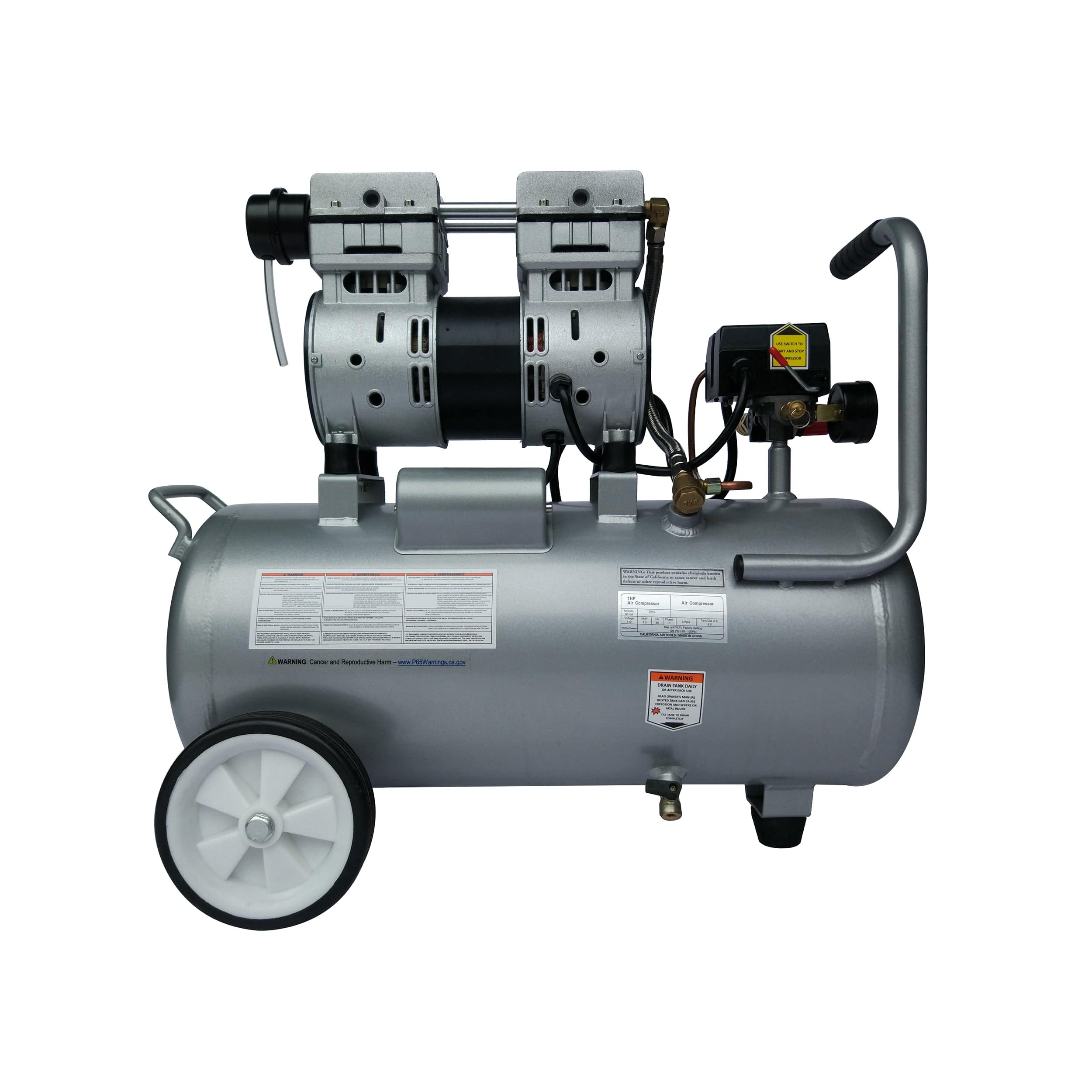 1HP 8 Gallon Oil-Free Aluminum Tank Air Compressor - Image 2