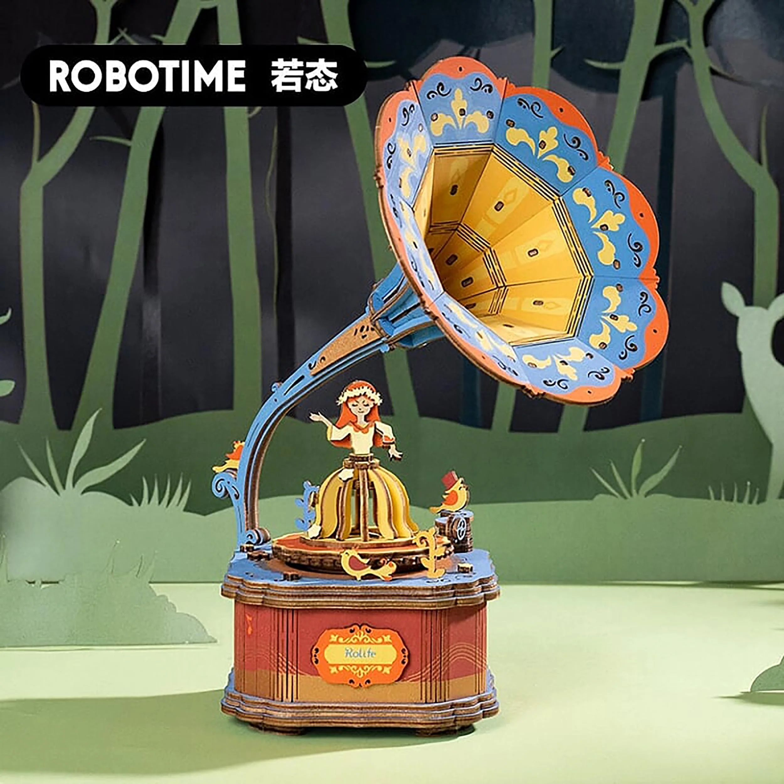 Vintage Gramophone Wooden Model Music Box Kit - Image 2