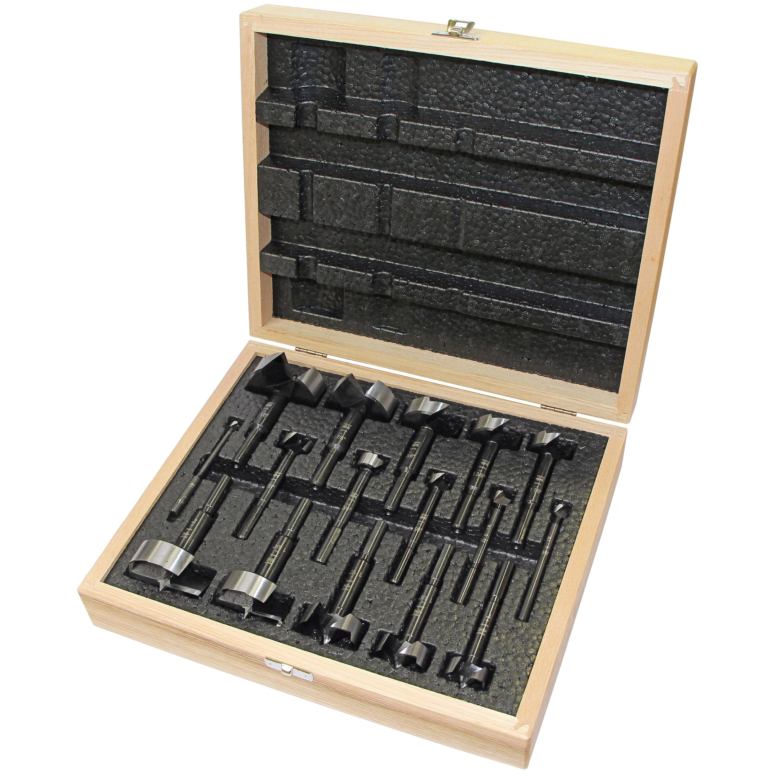 Black Shark Forstner Bit Set In Wooden Box – Imperial – 16 Piece