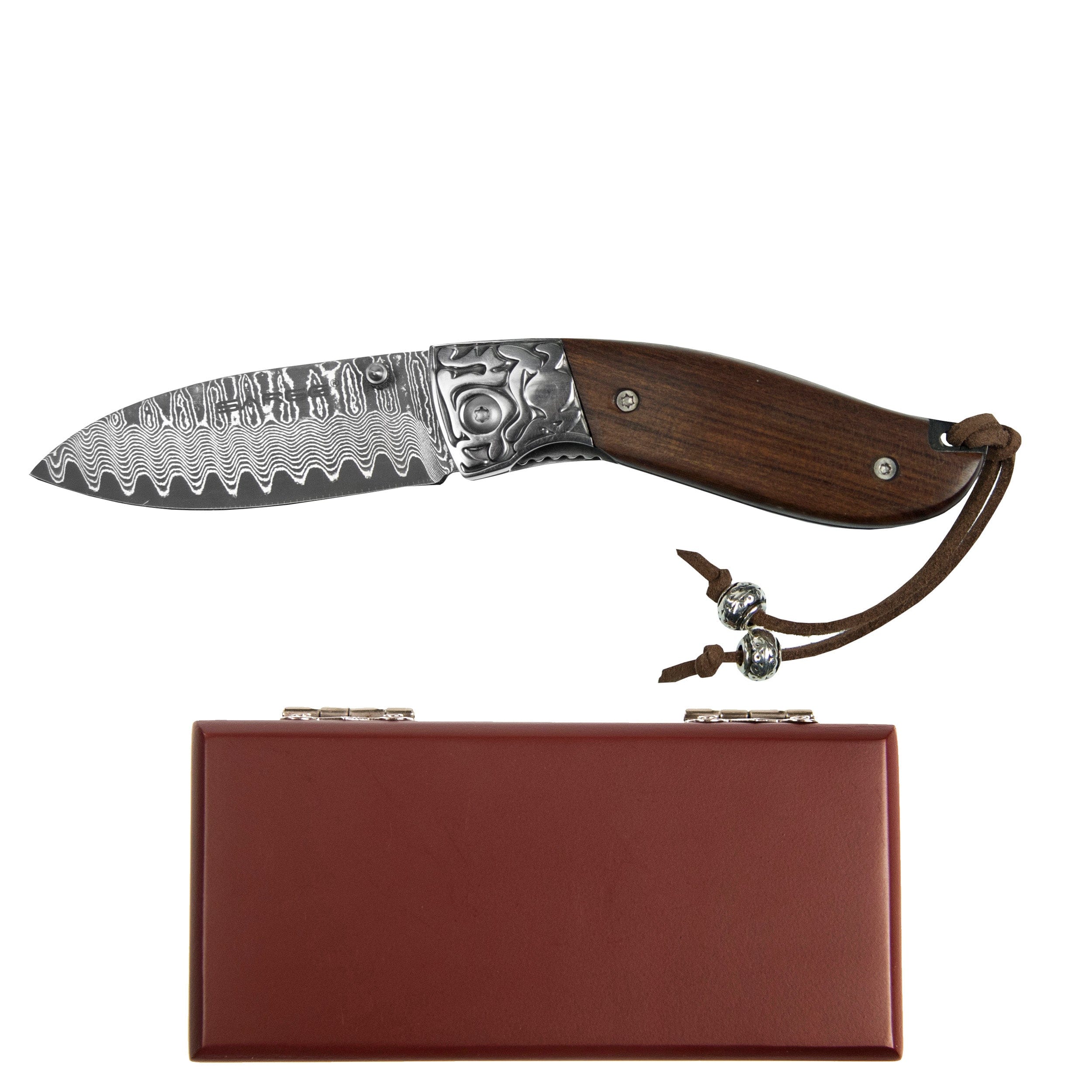 Fox – Decorative Damascus Folder Knife, Stainless Damascus 2-3/4″ Blade