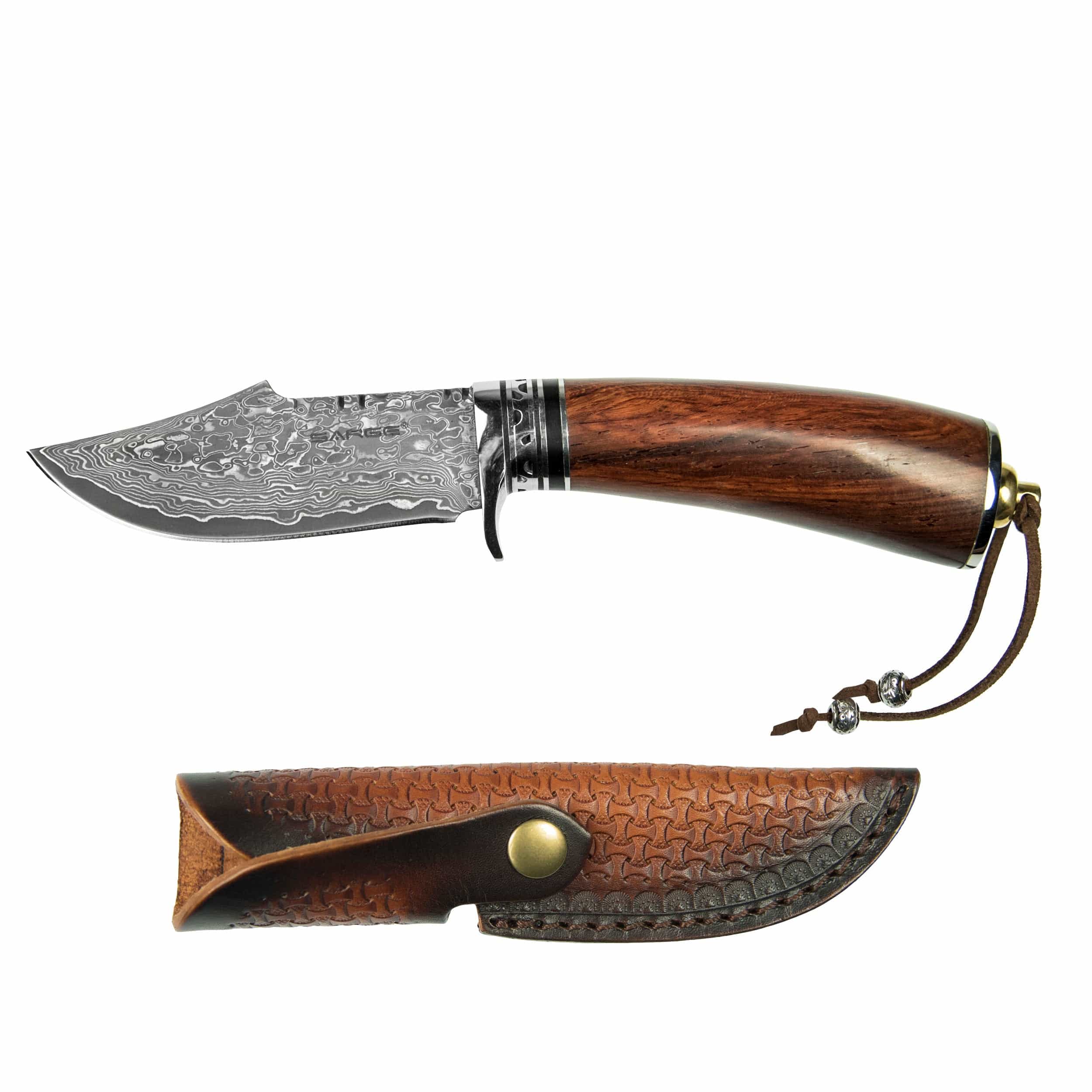 Tribe – Damascus Fixed Blade Knife, Stainless Damascus 3-3/4″ Blade