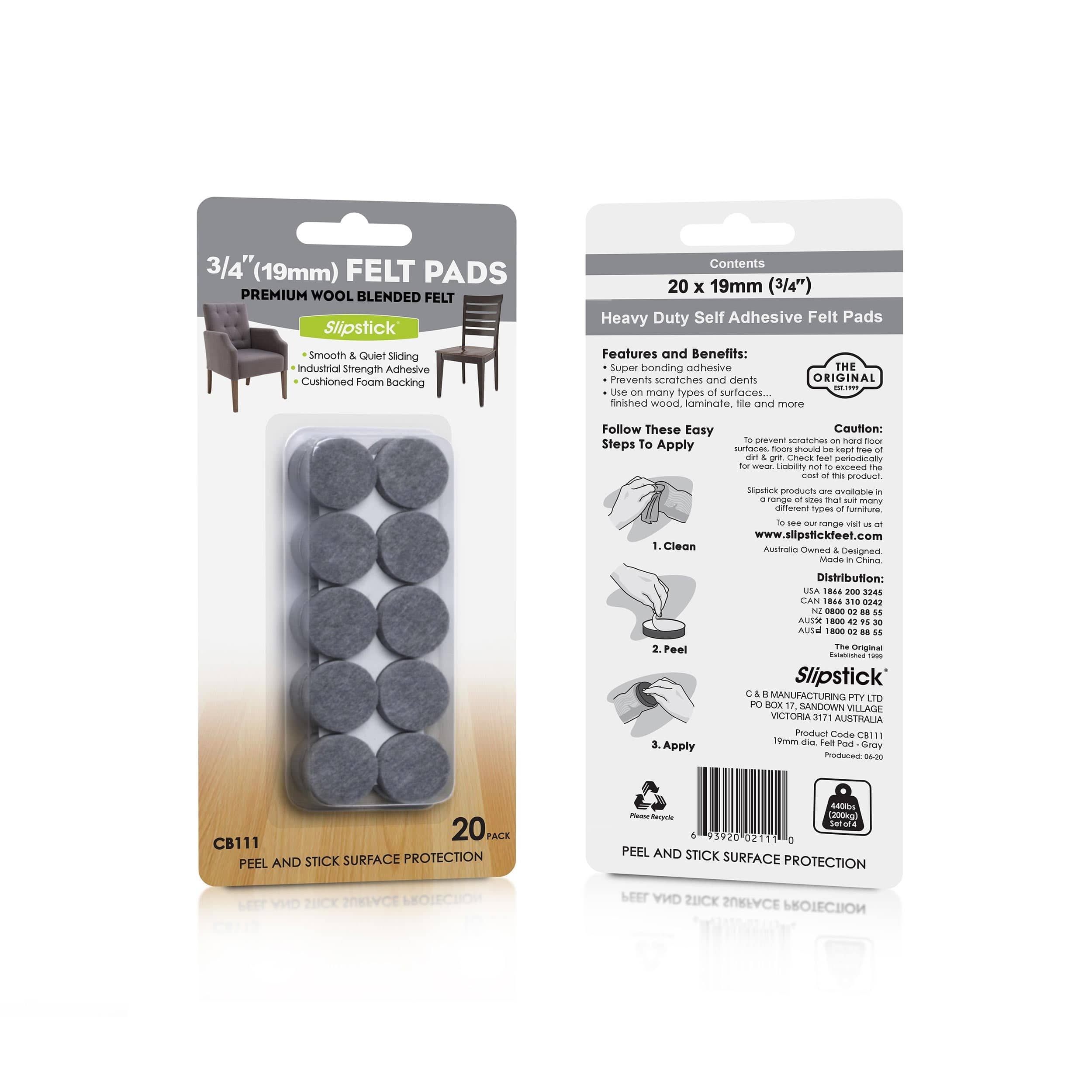 Heavy Duty Self Stick Felt Pads - 3/4" - Round - 20 Piece - Image 2