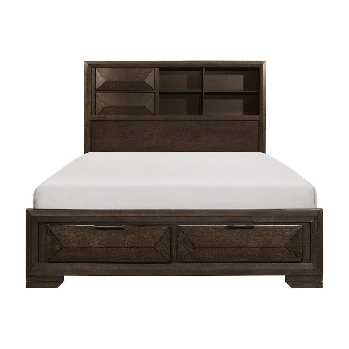 Chesky Warm Espresso Platform Queen Bed Footboard Storage - Image 1