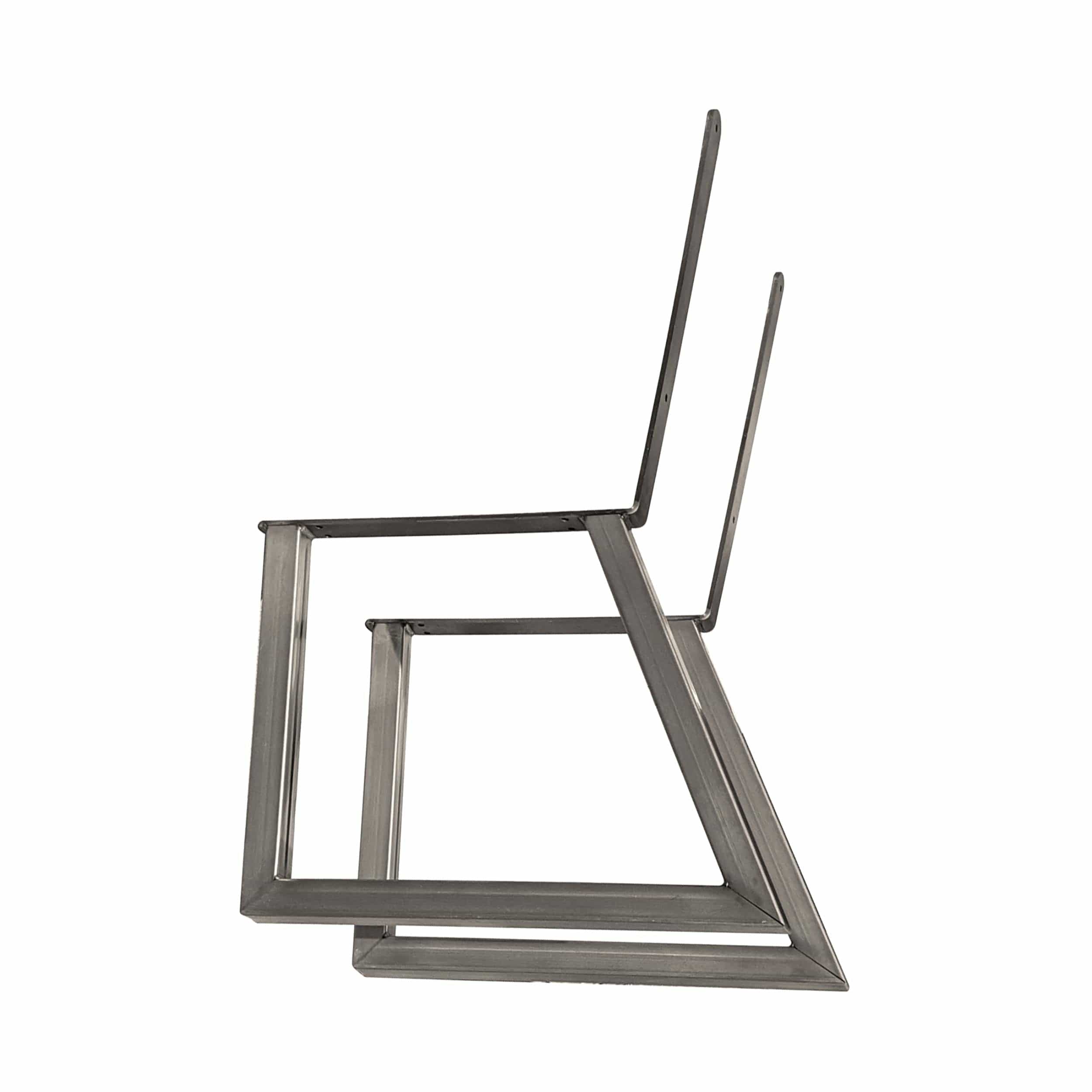 Bench Legs with Back Rest Raw Steel Pair - Image 2