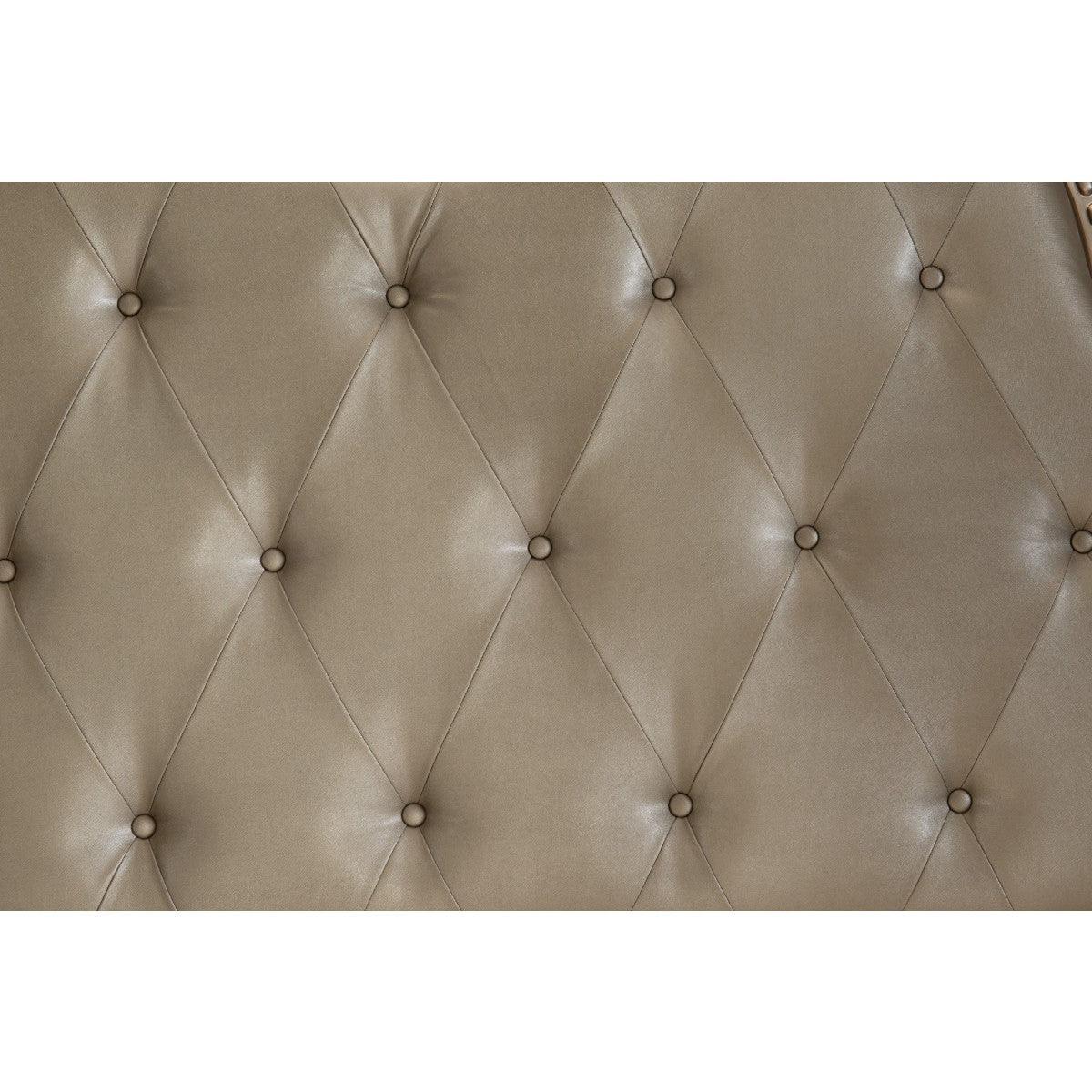Cavalier Silver Faux Leather Tufted Sleigh King Bed - Image 3