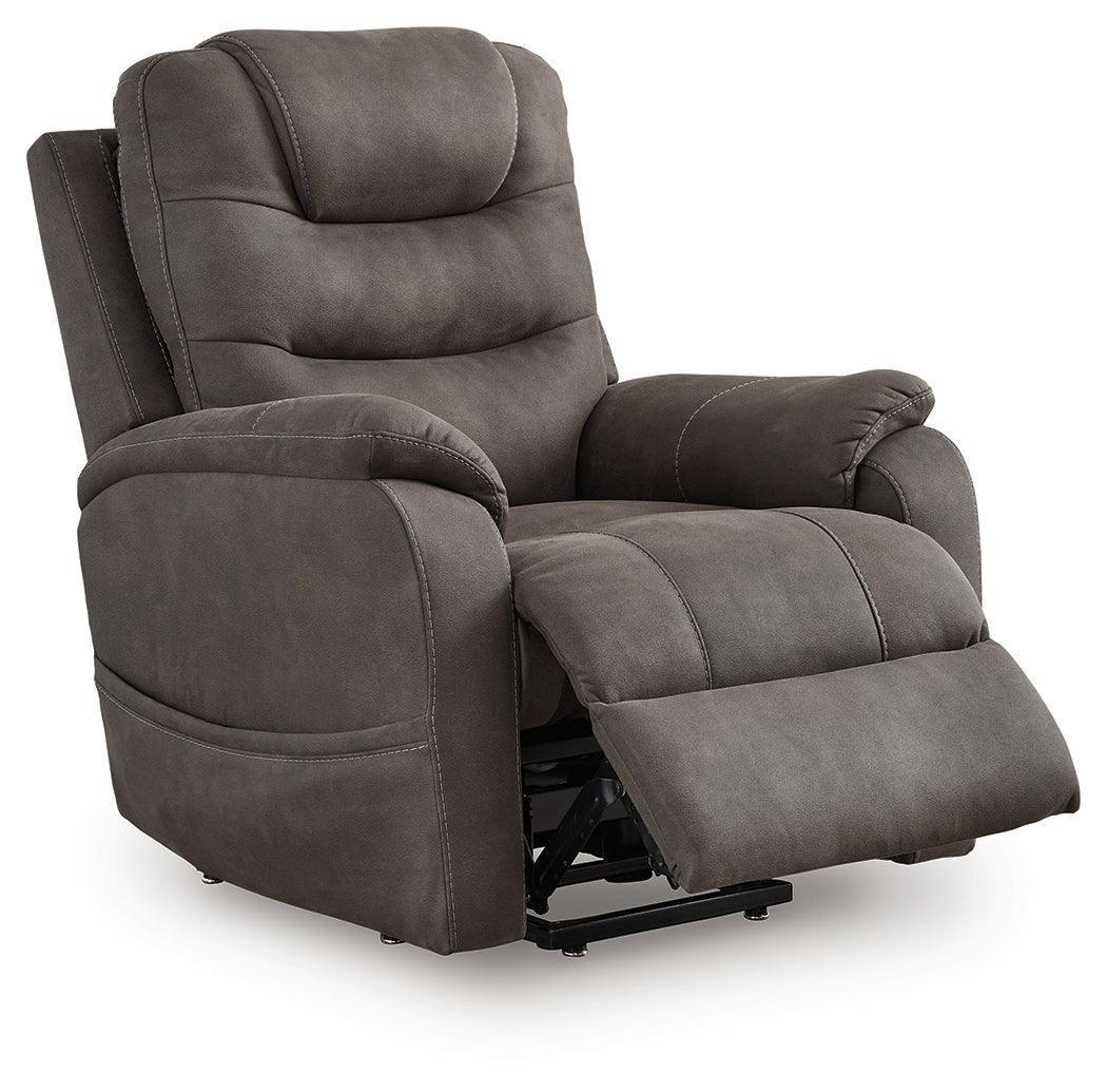 Snowfield Gunmetal Faux Leather Power Lift Recliner - Image 2