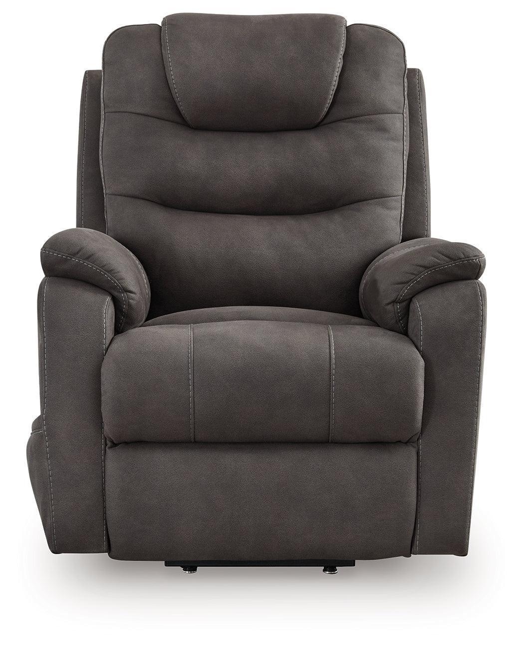 Snowfield Gunmetal Faux Leather Power Lift Recliner - Image 3