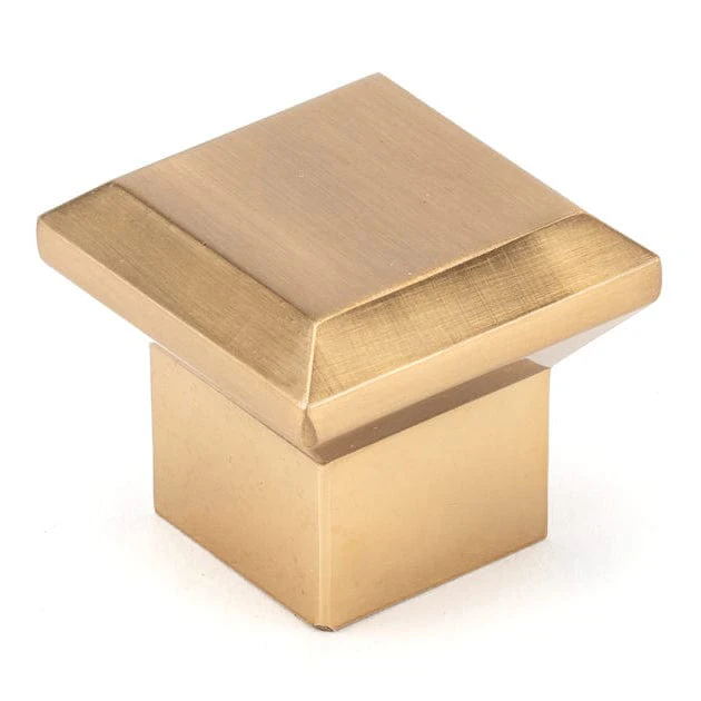 Transitional Square Knob – 1-11/32″ x 1-11/32″ – Aurum Brushed Gold