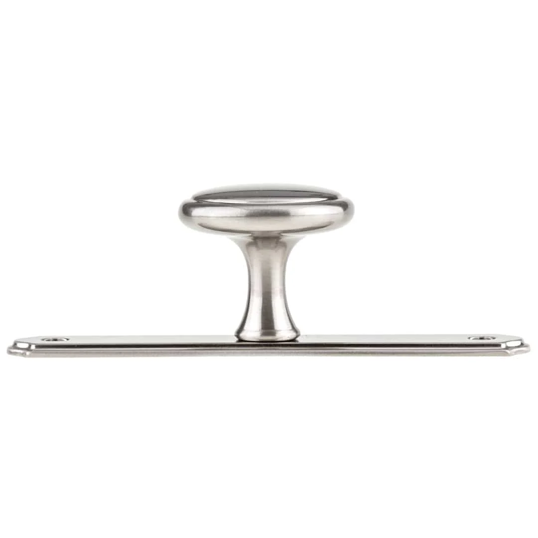 Round Transitional Knob with Removable Rectangular Backplate - 1-9/16" Diameter - Brushed Nickel - Image 3