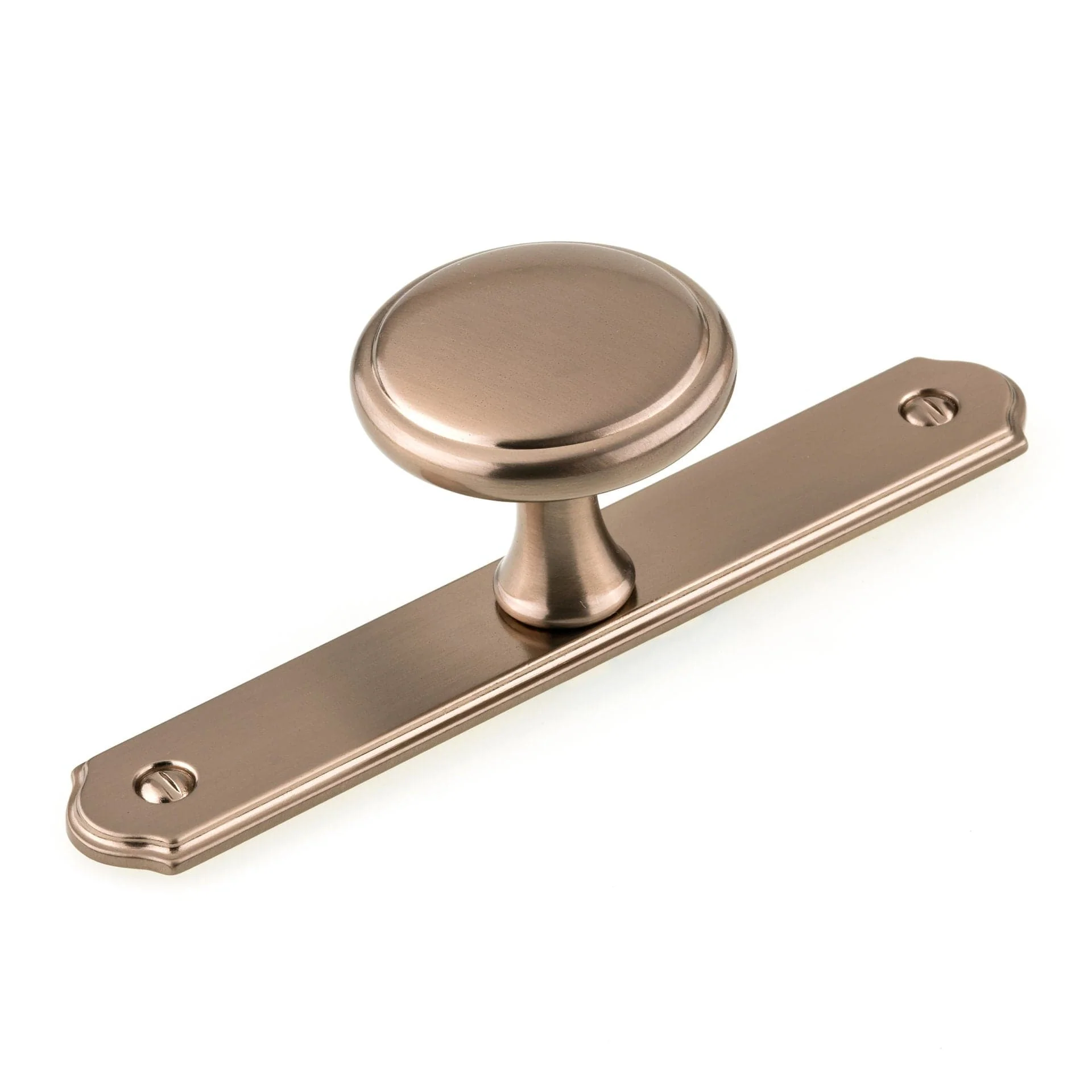 Transitional Knob with Backplate – Champagne Bronze – 1-9/16″ Diameter