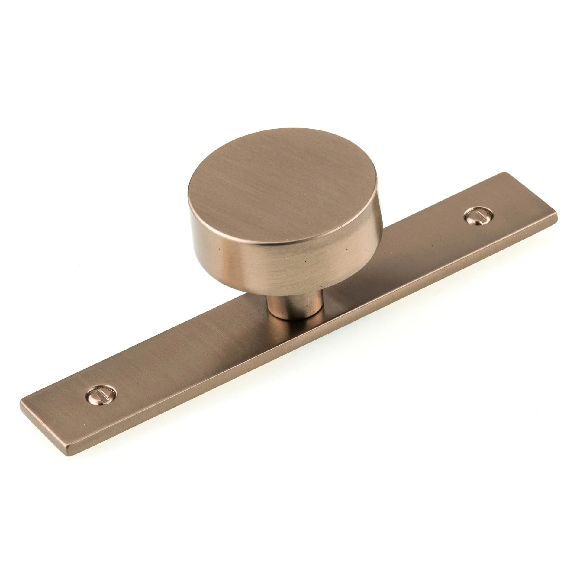 Contemporary Knob and Removeable Backplate – 1-9/16″ D – Champagne Bronze