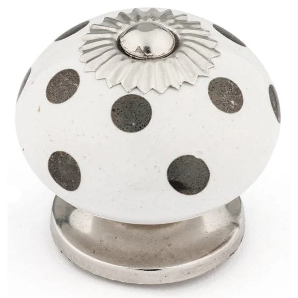 Eclectic Knob, 1-9/16″ D, Chrome, White