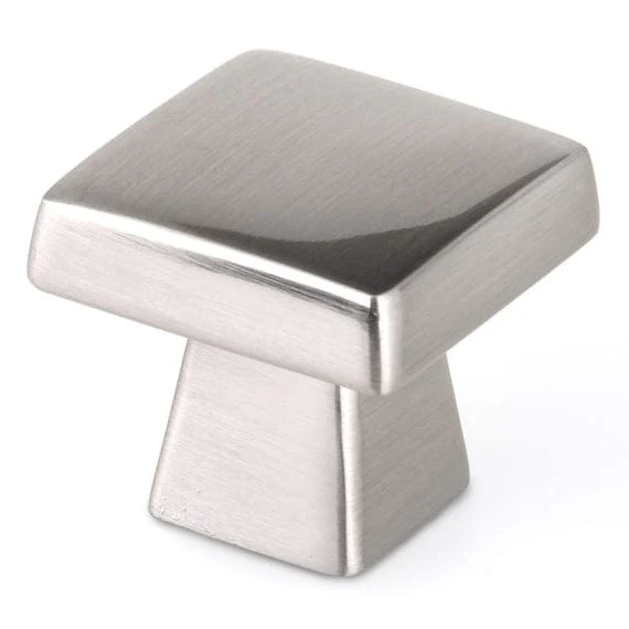 Contemporary Knob, 1-5/32" x 1-5/32", Brushed Nickel - Image 1