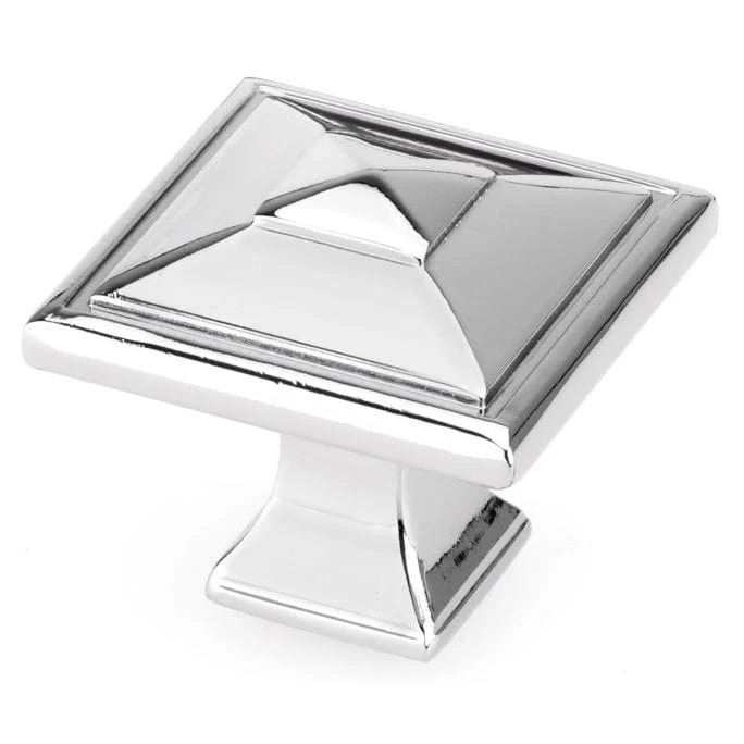 Transitional Square Knob – 1-1/2″ x 1-1/2″ – Polished Nickel