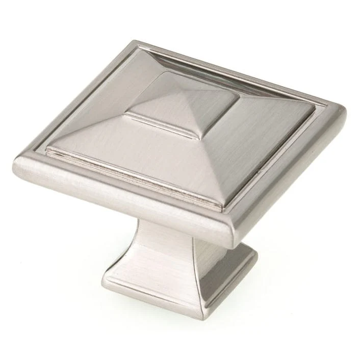 Transitional Knob, 1-1/2" x 1-1/2", Brushed Nickel - Image 1