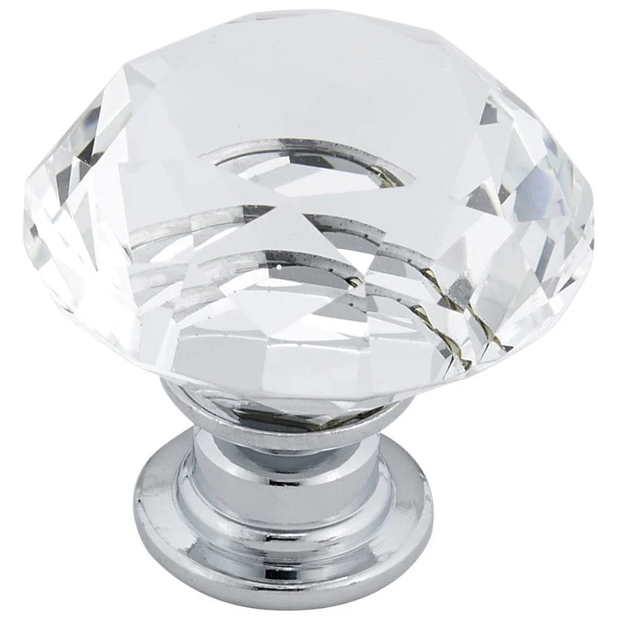 Contemporary Knob, 1-3/16″ D, Chrome, Clear