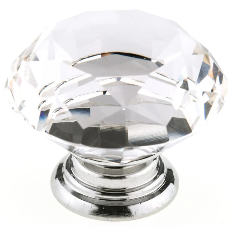 Contemporary Knob, 2″ D, Chrome, Clear
