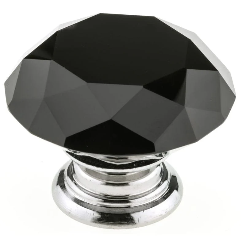 Contemporary Knob, 2″ D, Chrome, Black
