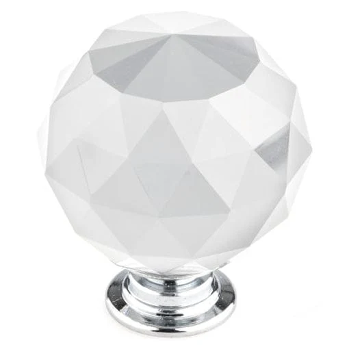 Contemporary Knob, 1-9/16″ D, Crystal, Clear, Chrome