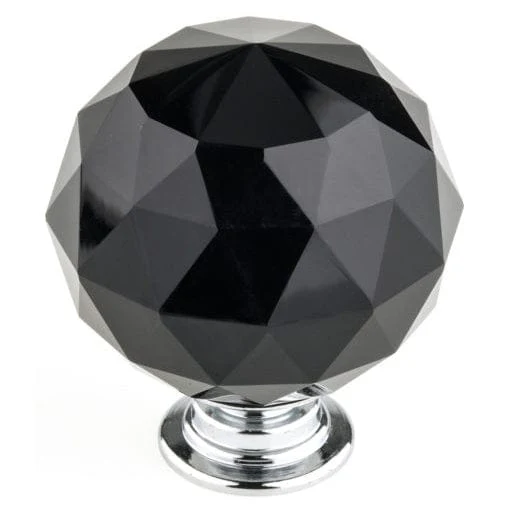 Contemporary Knob, 1-9/16″ D, Chrome, Black